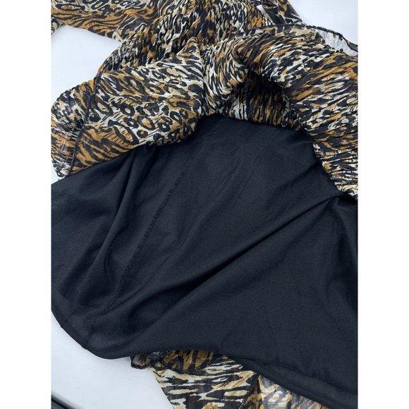 Ciel USA Women's Animal Print Cheetah Leopard Blouse Top Shirt Small Sheer Lined - Picture 6 of 7